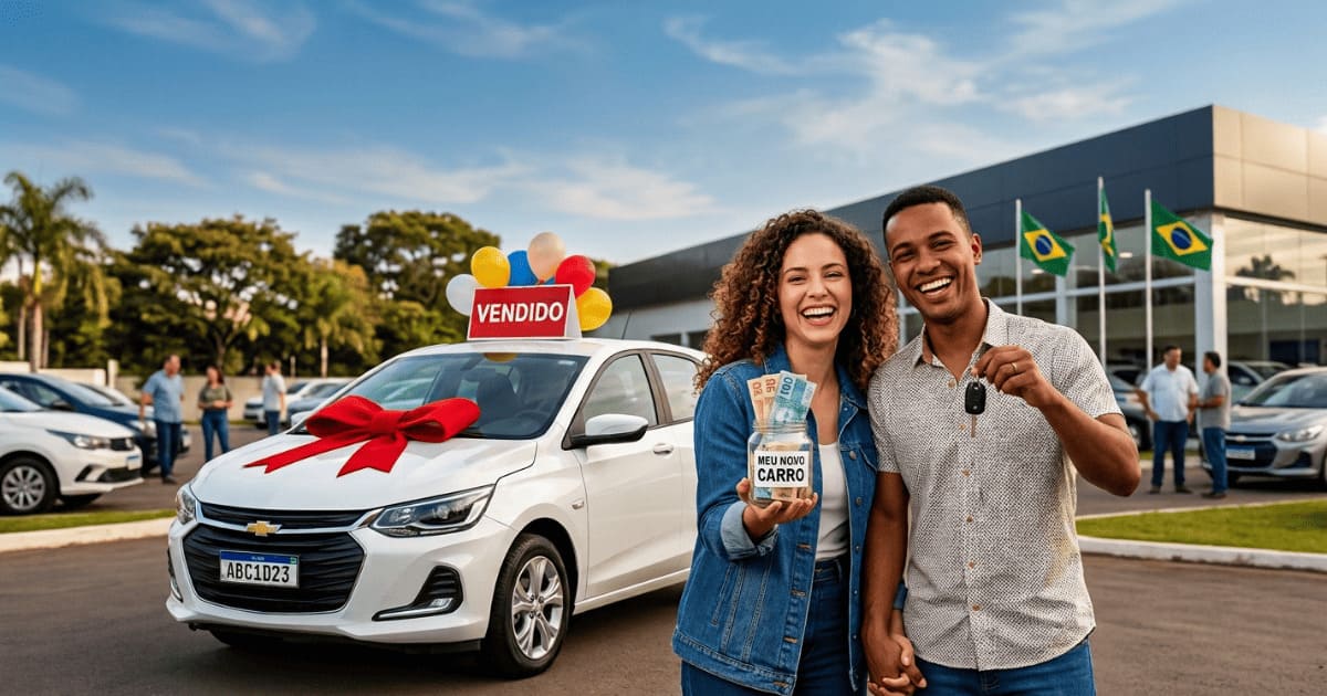 casal feliz comprando carro ganhando salario pouco