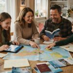 familia organizando viagem