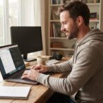 homem trabalhando no notebook como freelancer
